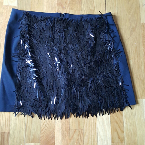 NWT$300 DKNY Black Sequin A Line Mini Skirt - Picture 6 of 8